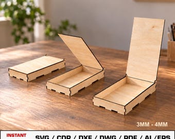 Cash Box Laser Cut File Box for Cash Envelope Box for banknotes With Lid Vector Files For Wood Glowforge cut files SVG DXF DWG