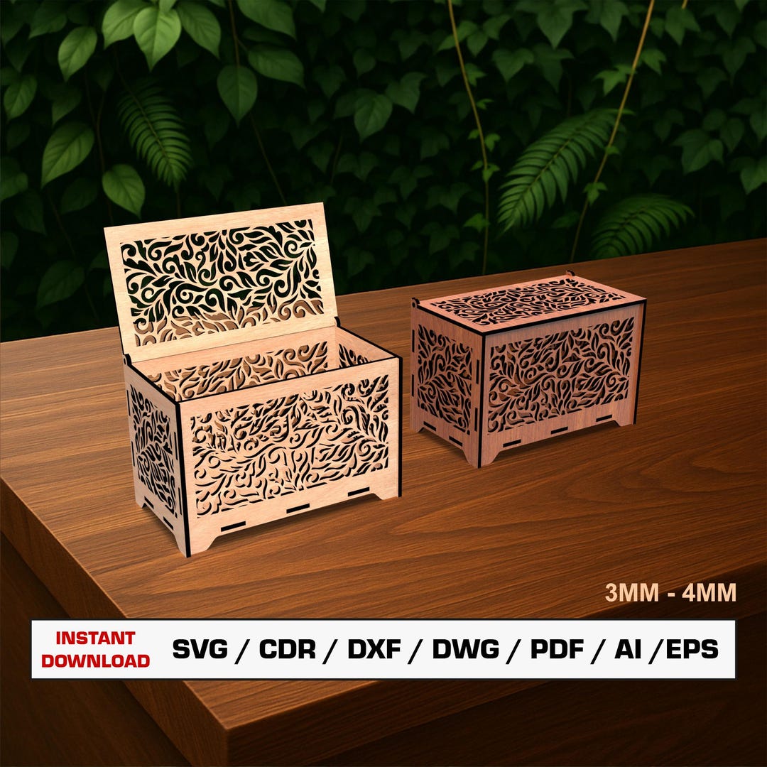 Decorative Box Laser Cut File, Rectangle Box, Gift Box With Lid ...
