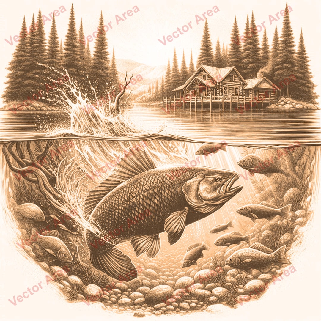 Bass Fish Laser Engraving File, Fish Laser Engrave File, Bass, PNG ...