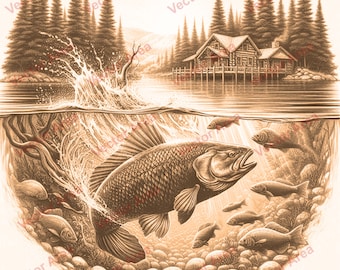 Bass Fish Laser Engraving File, Fish Laser Engrave File, Bass, PNG Files For Wood Glowforge files, PNG File For Laser