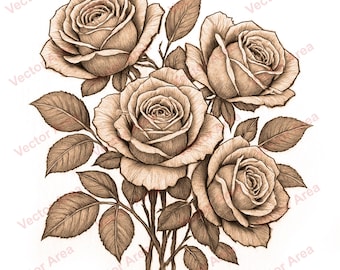 Archivo PNG de grabado láser de ramo de rosas, archivo de grabado láser de paquete de rosas, archivos PNG para madera, archivos Glowforge, archivo PNG para láser