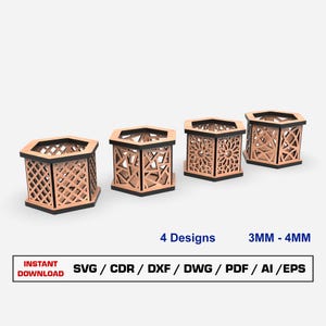 キャンドルホルダーレーザーカットファイル、ティーライトホルダー、ランタン、木材レーザーカット用 SVG ファイル、Glowforge カットファイル、レーザー用 Dxf ファイル、Xtool ファイル