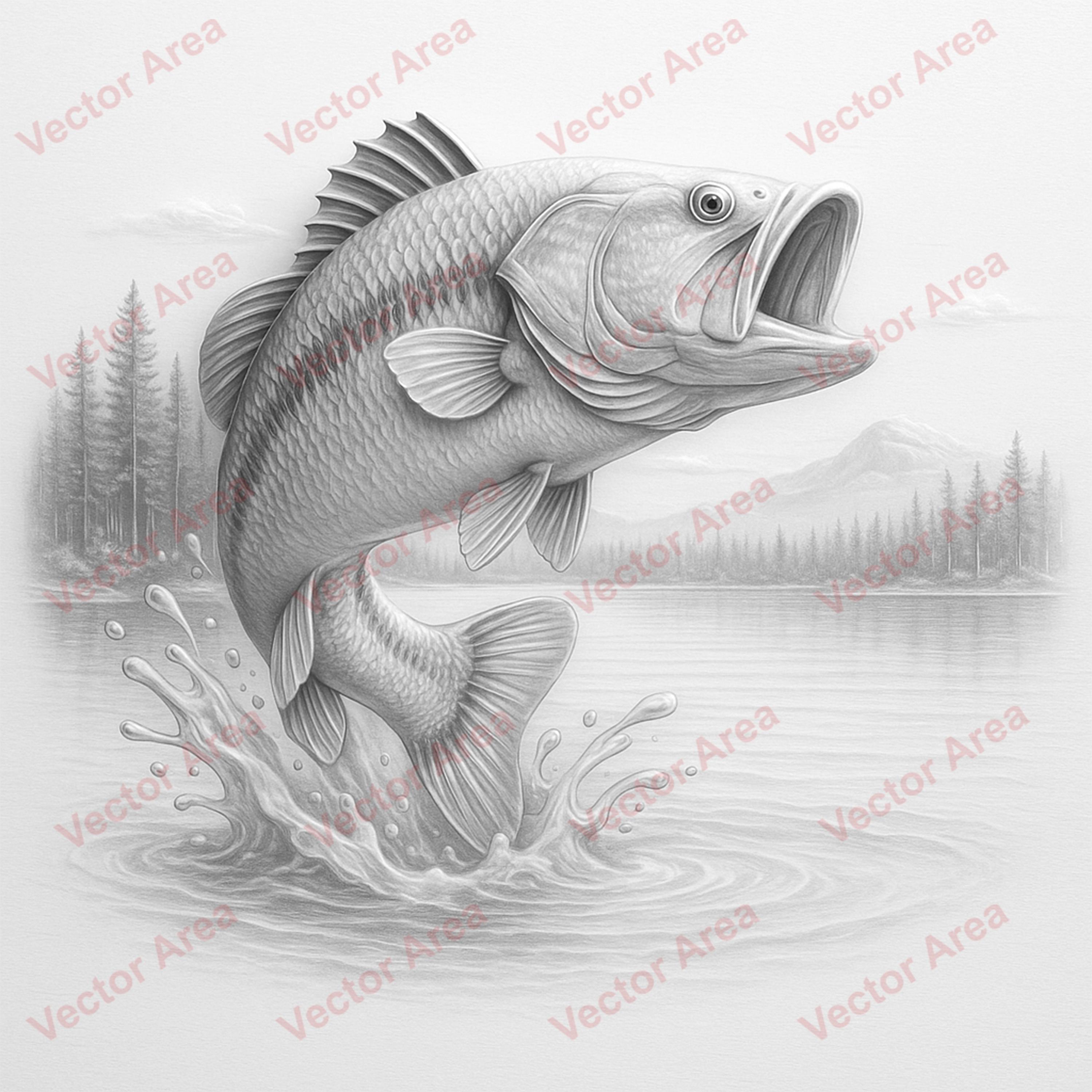Bass File Largemouth Bass Laser Engraving File PNG, Fish Laser Engrave File, Bass ...