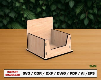 Note Holder Box Laser Cut File, Paper Organizer Laser File, Sticky Note Box SVG, instant download