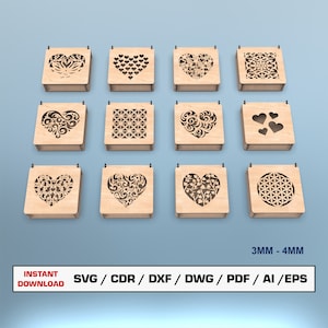 Jewelry Box Laser Cut Svg Files, Decorative Gift Box With Lid, Vector Files For Wood Glowforge cut files, SVG DXF DWG