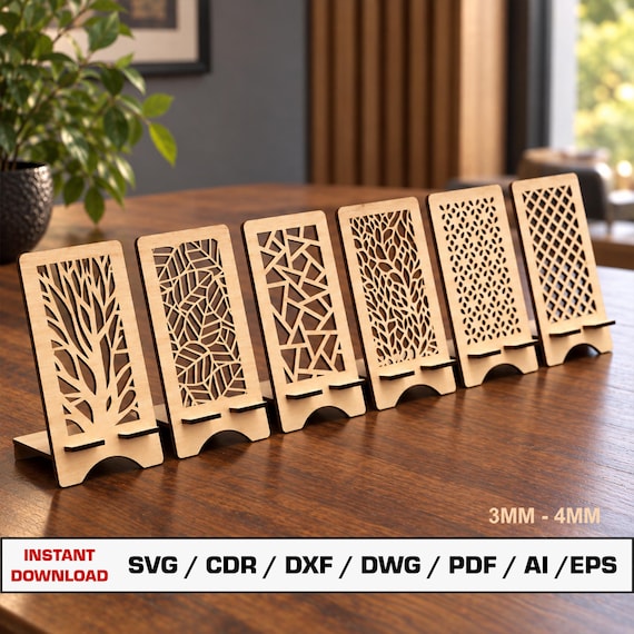 Phone Stand SVG Laser Cut File, Laser Cut Phone Holder, SVG Files For Wood Laser Cutting   Glowforge cut files, Dxf files for laser