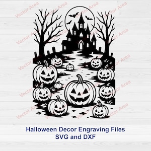 Halloween SVG Clipart, Halloween Laser Engraving File SVG, Pumpkin Decor Laser Engrave File DXF, Laser Files For Wood, Glowforge files