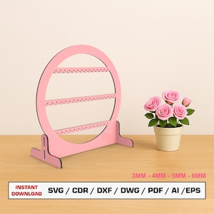 Earring Stand Laser Cut File, Earring Display, Laser cut files,  Glowforge cut files, Laser cut vector, Dxf files for laser