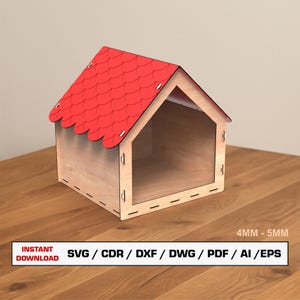 Pet House Laser Cut File, Wood Dog House, Large Size Wood Cat Home, Large Pet House Instant Download