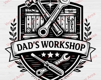 Taller de papá SVG, Archivo de grabado láser para el Día del Padre, Letrero de carpintería DXF, Archivo de grabado láser, Decoración de taller, Regalo para papá, Descarga digital