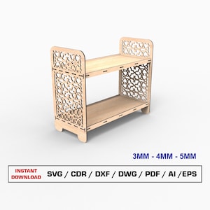Archivo de corte láser para expositores SVG, estante decorativo, archivo de estante moderno, descarga instantánea de archivo Dxf Ai Eps Pdf Glowforge Digital
