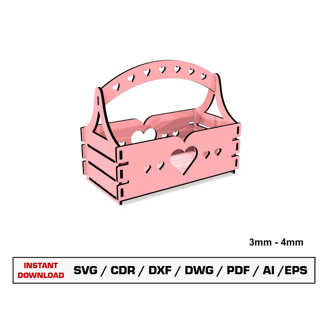 Gift Box Basket Laser Cut Svg Files Flower Basket Flower Etsy
