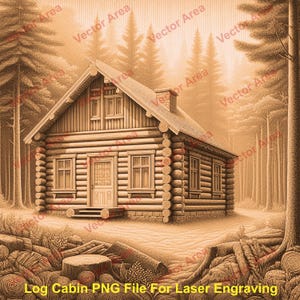 Graveerbestand blokhut, lasergraveerbestand blokhut, houten huis, png-bestanden voor hout, Glowforge-bestanden, png-bestand voor laser