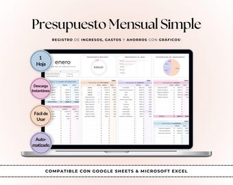 Presupuesto Mensual Fácil | Plantilla Google Sheets & Excel Finanzas