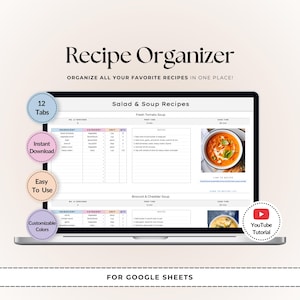 Ultimate Recipe Organizer: Google Sheets Digital Cook Book (Digital Download)