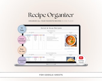 Ultimate Recipe Organizer: Google Sheets Digital Cook Book (Digital Download)
