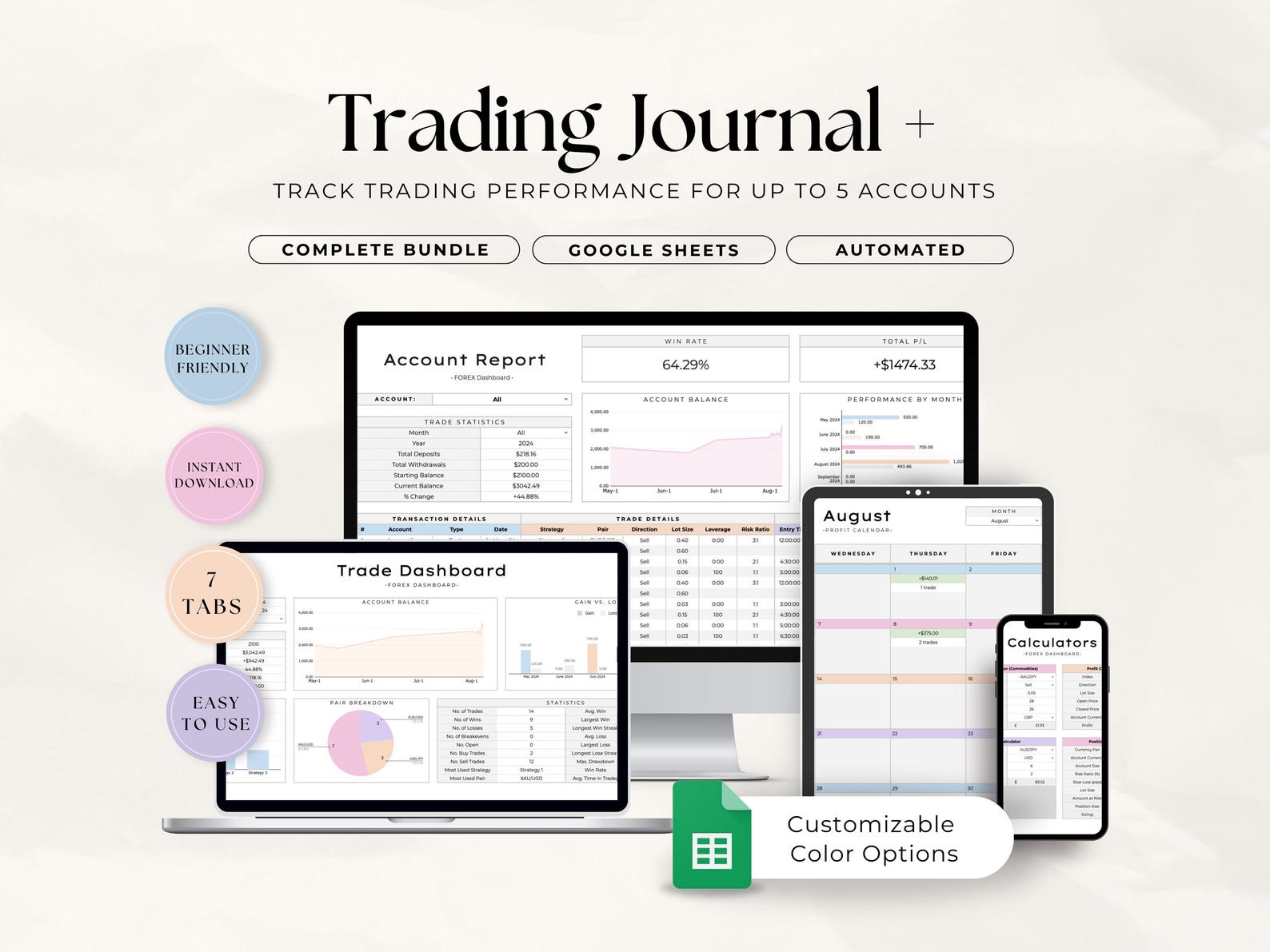 Ultimate Forex Trading Journal Google Sheets Template Day Trading Log ...