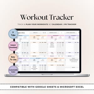 Workout Tracker Spreadsheet | Google Sheets & Excel Fitness Planner | Gym Log, PR Tracker, Progress Dashboard