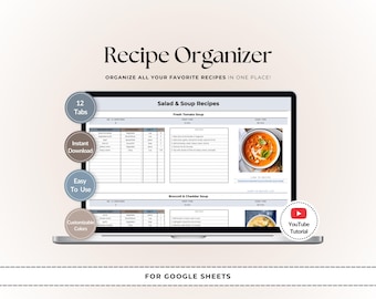 Google Sheets Recipe Book: Digital Meal Planner & Cooking Organizer
