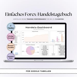 Einfaches Forex Trading Journal Google Sheets | Einsteiger TradeTracker & Dashboard | Krypto Indizes Forex Log | Digitaler Download
