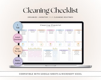 Ultimate Cleaning Checklist: Google Sheets & Excel Template (Digital Download)