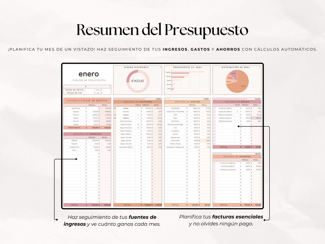 Control De Gastos Mensual | Plantilla Presupuesto Google Sheets Excel ...
