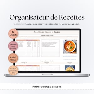 Livre de Recettes Google Blatt | Planificateur Repas Numérique | Suivi Recettes | Organisator Küche | Journal Recettes