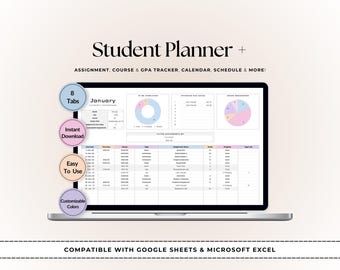 Student Planner Template Bundle: Google Sheets & Excel Academic Organizer (Digital Download)