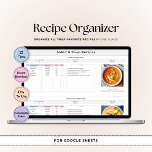 Najlepszy organizator przepisów | Arkusze Google | Cyfrowa książka kucharska | Dziennik przepisów | Planer posiłków