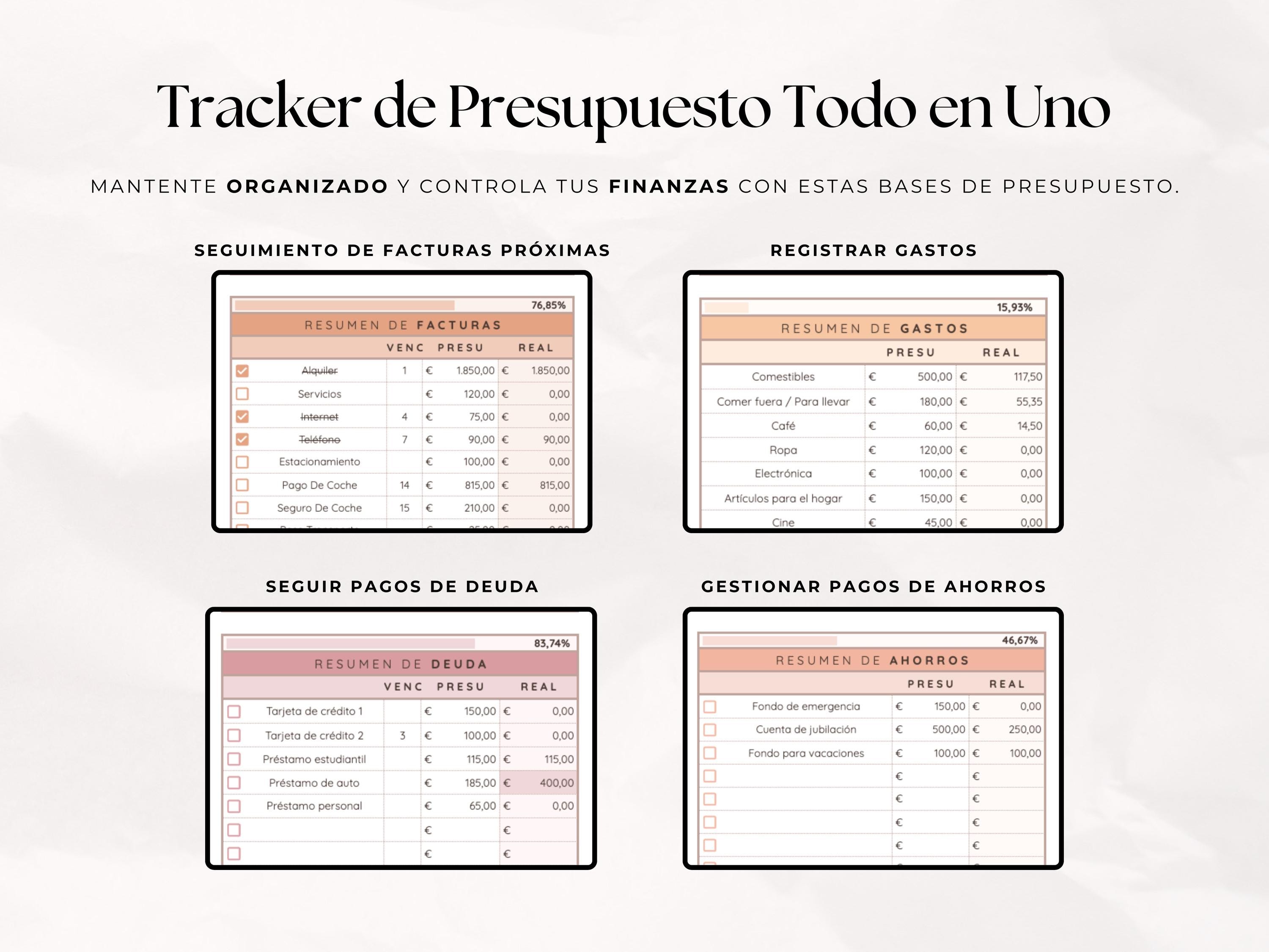 Control de Gastos Mensual / Plantilla Presupuesto Google Sheets Excel ...