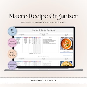 Macro Recipe Organizer: Google Sheets Meal Planner (Digital Download)