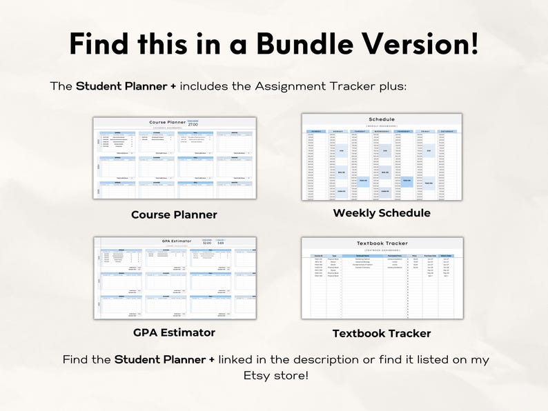 Assignment Tracker Spreadsheet, Google Sheets Template, Homework ...