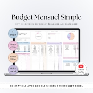 Mensuel économique simple | Modèle Google Sheets & Excel Suivi Financier