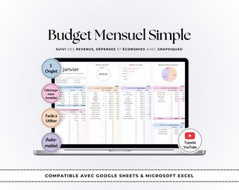 Presupuesto Mensuel Simple / Modèle Google Sheets & Excel Suivi Financier