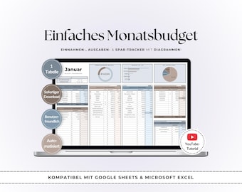 Finanzen im Überblick | Google Sheets & Excel | Einfacher Budgetplaner