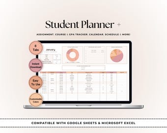 Student Planner Bundle: Google Sheets & Excel Academic Organizer (Digital Download)