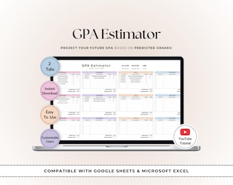 GPA Calculator Template: Grade Tracker for Google Sheets & Excel (Digital Download)