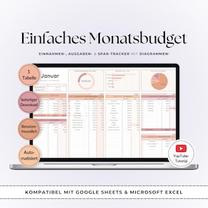 Haushaltsplaner Tabelle | Google Sheets & Excel | Einnahmen und Ausgaben Tracker