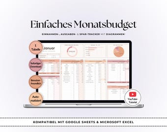 Budgetplaner Tabelle | Google Sheets & Excel | Einnahmen und Ausgaben Tracker