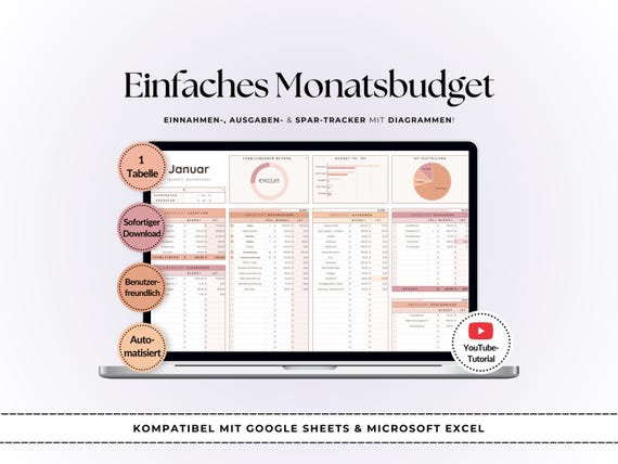 Budgetplaner Tabelle | Google Sheets & Excel | Einnahmen und Ausgaben Tracker
