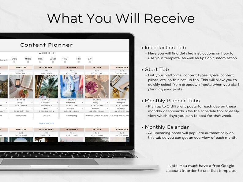 Content Planner Spreadsheet, Google Sheets Template, Social Media ...
