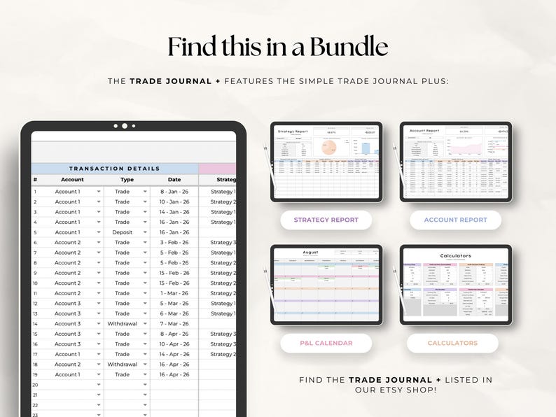 Simple Forex Trading Journal Google Sheets | Beginner Trade Tracker & Dashboard | Crypto Indices Forex Log | Digital Download image 6