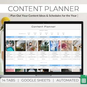 Content Planner Spreadsheet, Google Sheets Template, Social Media Calendar, Monthly, Weekly
