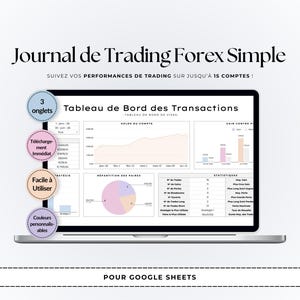Journal de Trading Forex Simple Google Sheets | Registre des Trades et Dashboard | Pour Débutants | Téléchargement Digital