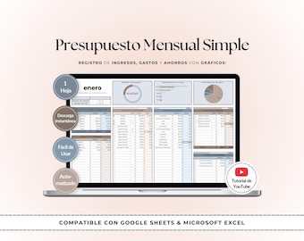 Plantilla de Presupuesto Mensual | Google Sheets Excel Finanzas Personales