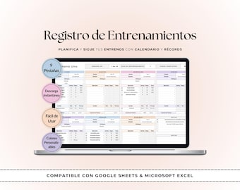 Plantilla de Entrenamiento | Google Sheets & Excel Fitness Tracker | Registro de Workout, PR Tracker, Panel de Progreso