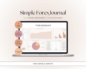 Simple Forex Trading Journal Google Sheets | Easy Trade Log & Automated Dashboard | Multi-Account Tracker | Digital Download