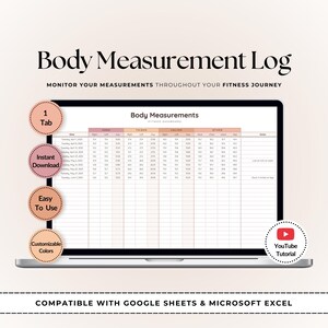 Fitness Measurement Log | Body Size Tracker for Excel & Google Sheets