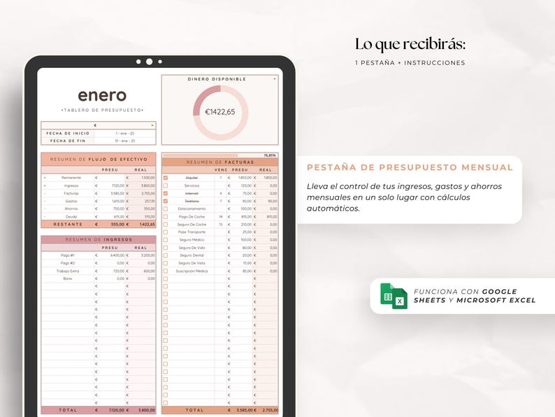 Control De Gastos Mensual | Plantilla Presupuesto Google Sheets Excel ...