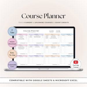 College Course Planner: University Degree Tracker, Google Sheets & Excel (Digital Download)